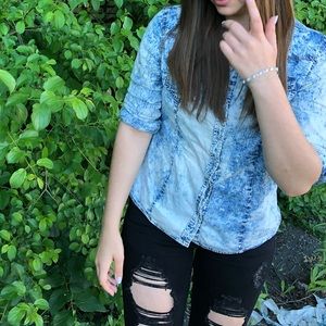 Jean button up top